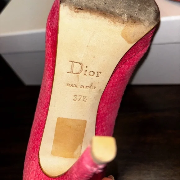 Vintage MISS DIOR PEEP TOE 4 inch heels in Framboise size 7.5 (37.5 euro) - Picture 6 of 7